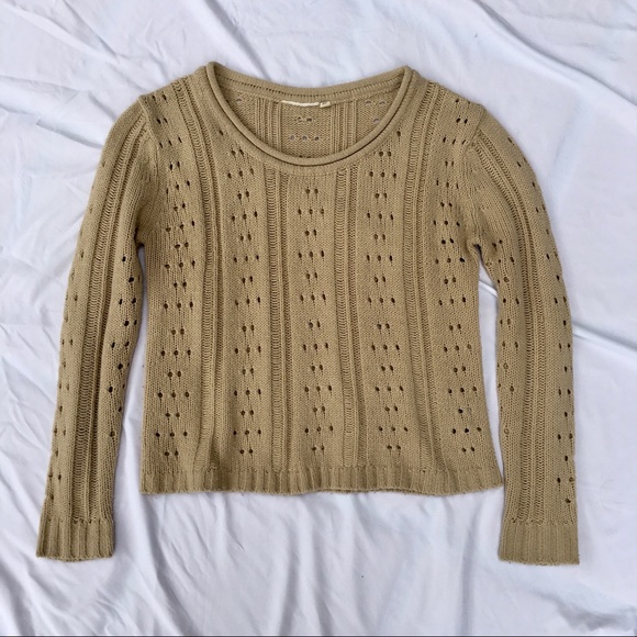 UO Urban Outfitters Tan Beige Camel Dotted Sweater - Picture 2 of 10